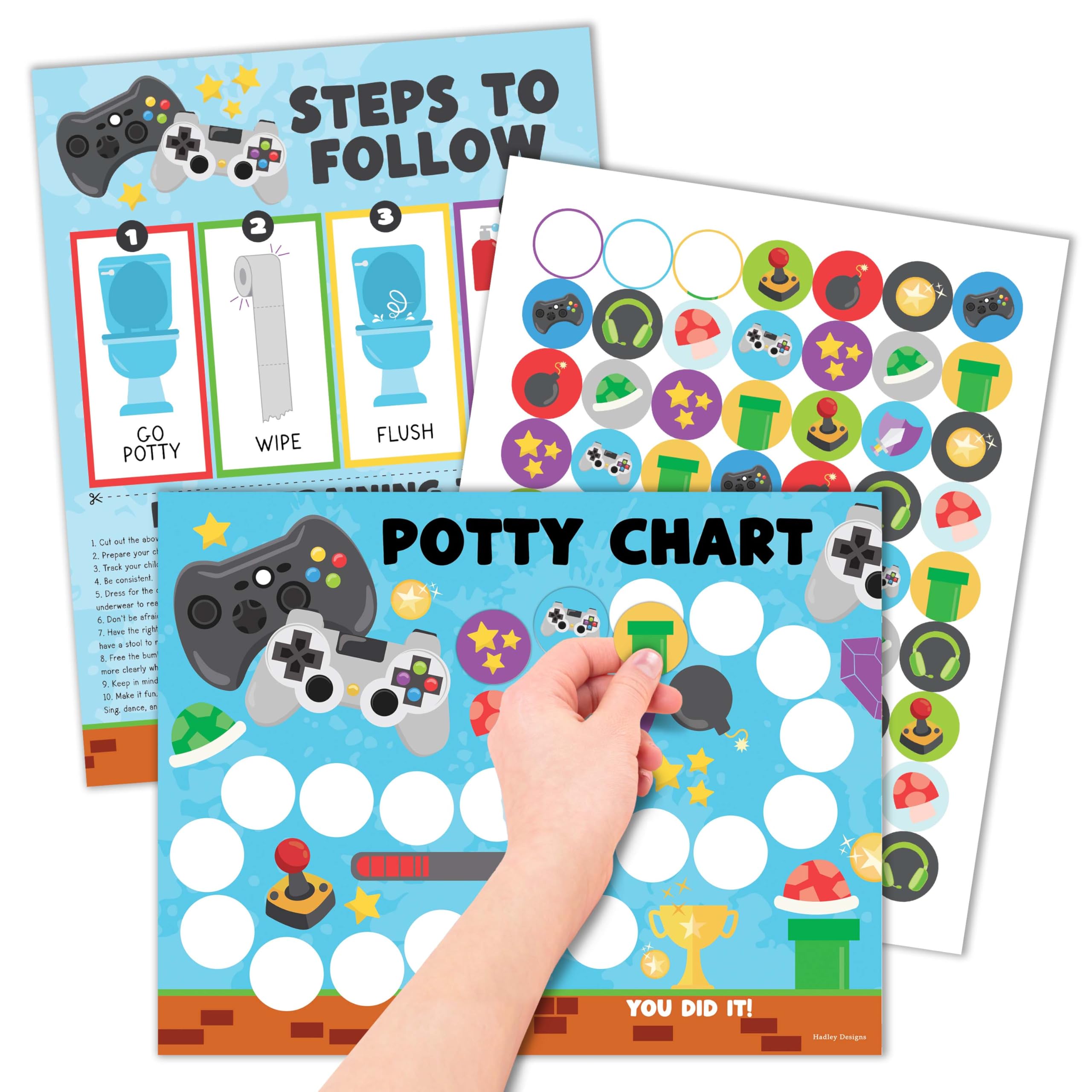 Hadley Designs Potty Chart boys cover with bold colors for quick potty-session recognition.