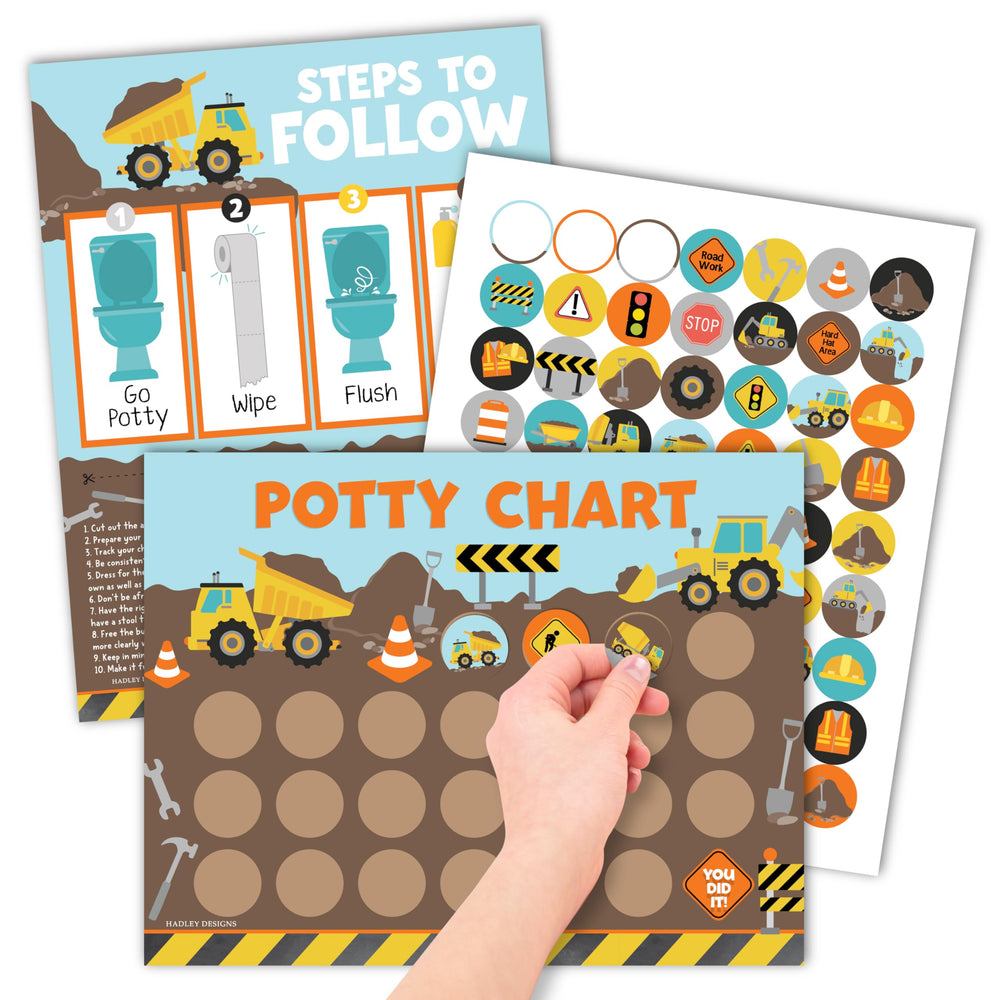 Hadley Designs potty chart construction banner motivates toddlers during toilet training.