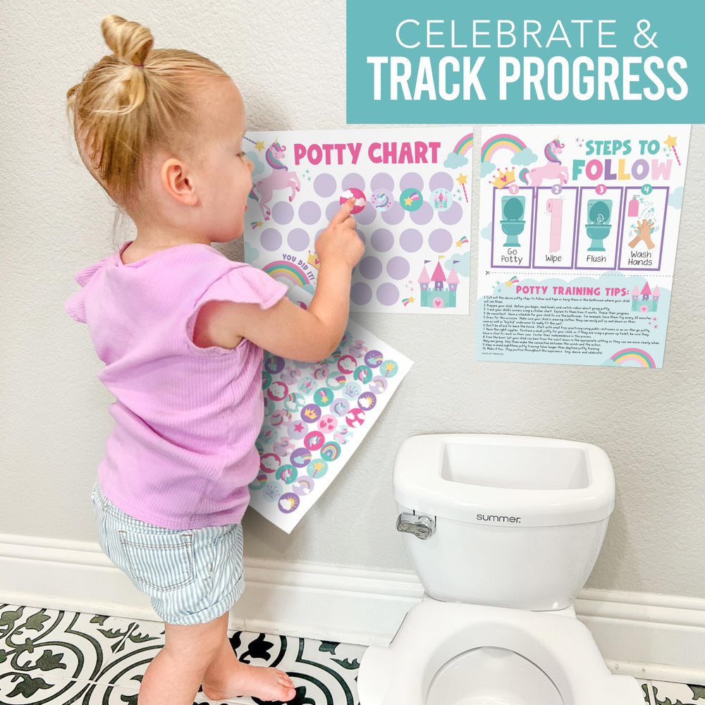 Hadley Designs kid-friendly unicorn motif supports potty learning.