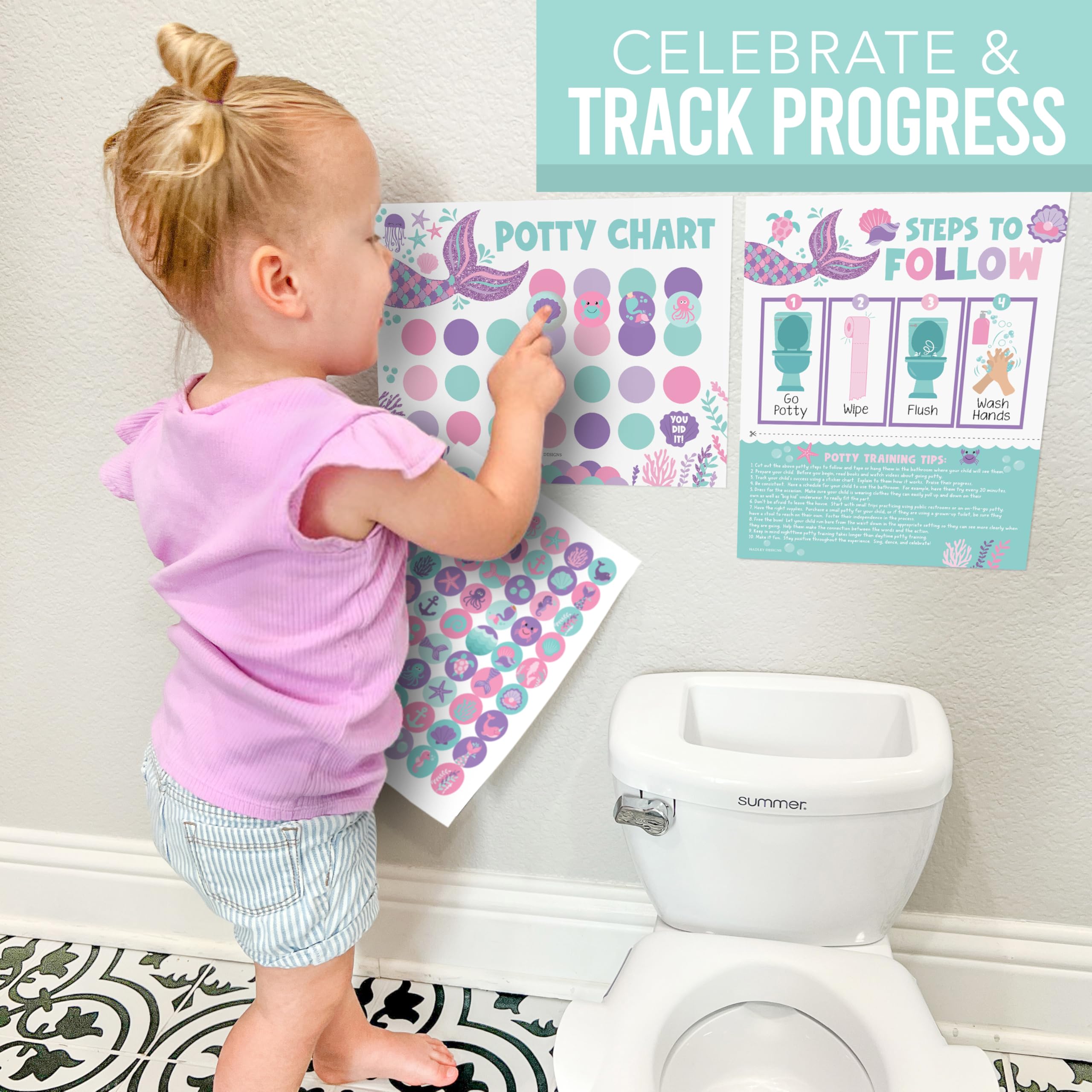 Hadley Designs mermaid sticker closeup emphasizes vibrant icons to spark cooperation.