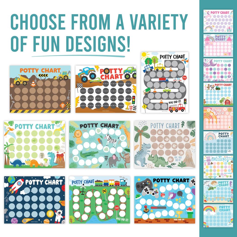 Hadley Designs Potty Chart sticker sheets 1 shows rewards stickers that motivate toddlers.