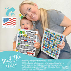 Hadley Designs potty chart sticker sheets show 63 stickers per sheet for quick rewards.