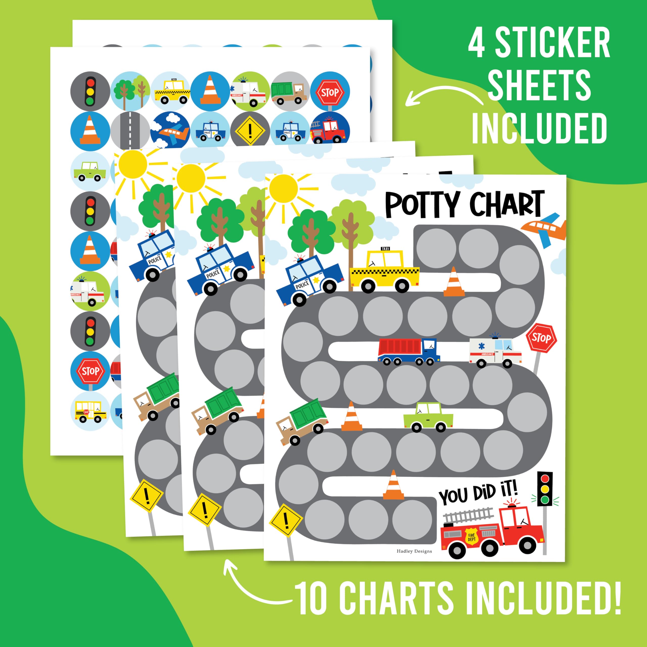 Hadley Designs sticker sheets image showcases colorful rewards to keep toddlers engaged.