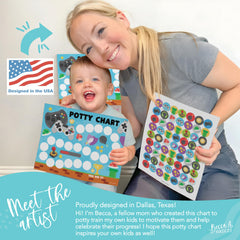 Hadley Designs Potty Chart sticker sheets 2 features colorful icons to celebrate small wins.