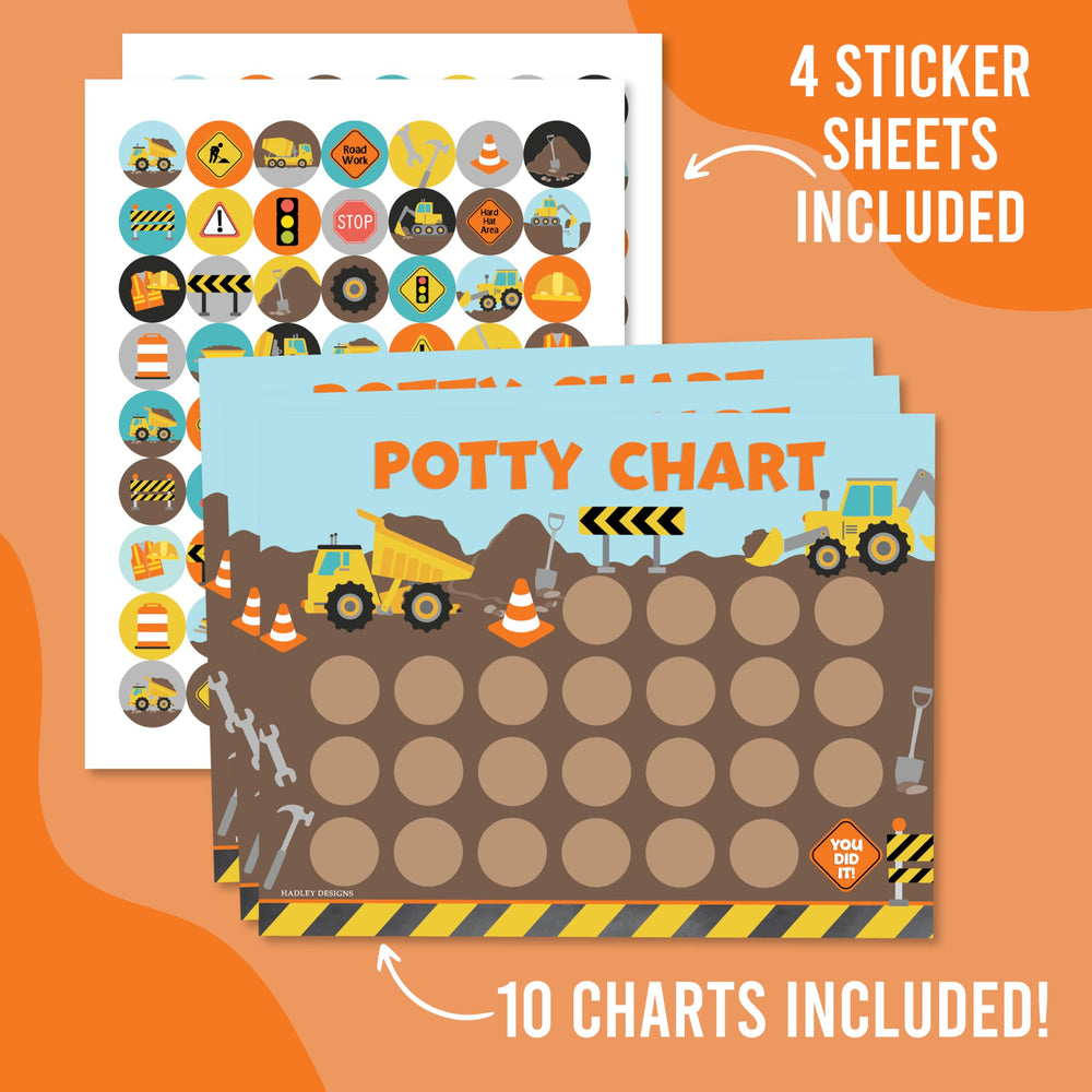 Hadley Designs potty chart sticker sheets highlight abundant rewards for consistency.