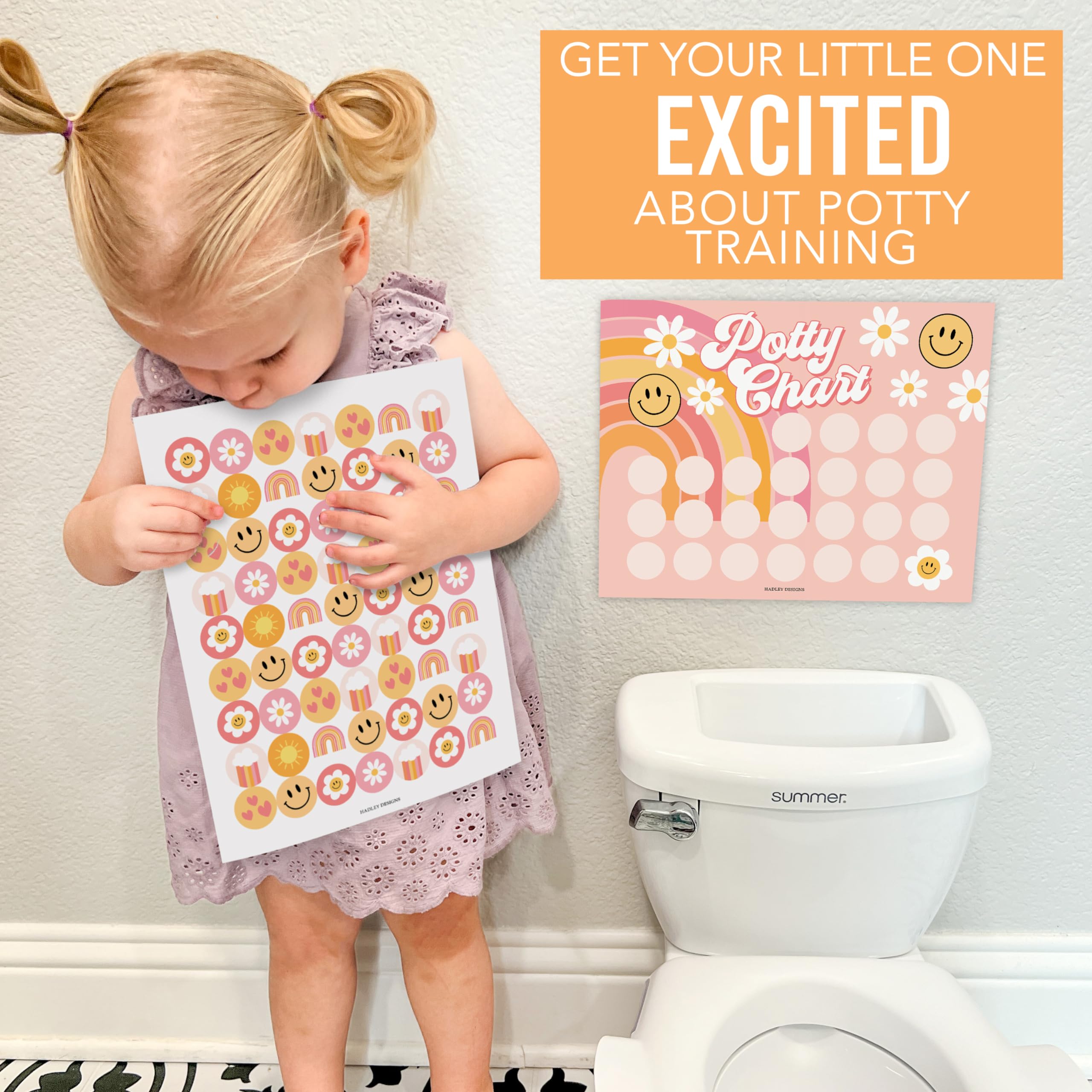 Hadley Designs progress stickers for consistent potty tracking on charts.