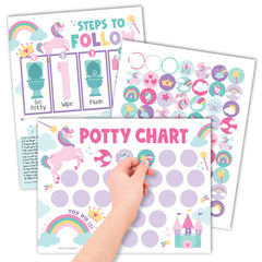 Hadley Designs unicorn potty chart poster motivates toddlers toward toilet time.