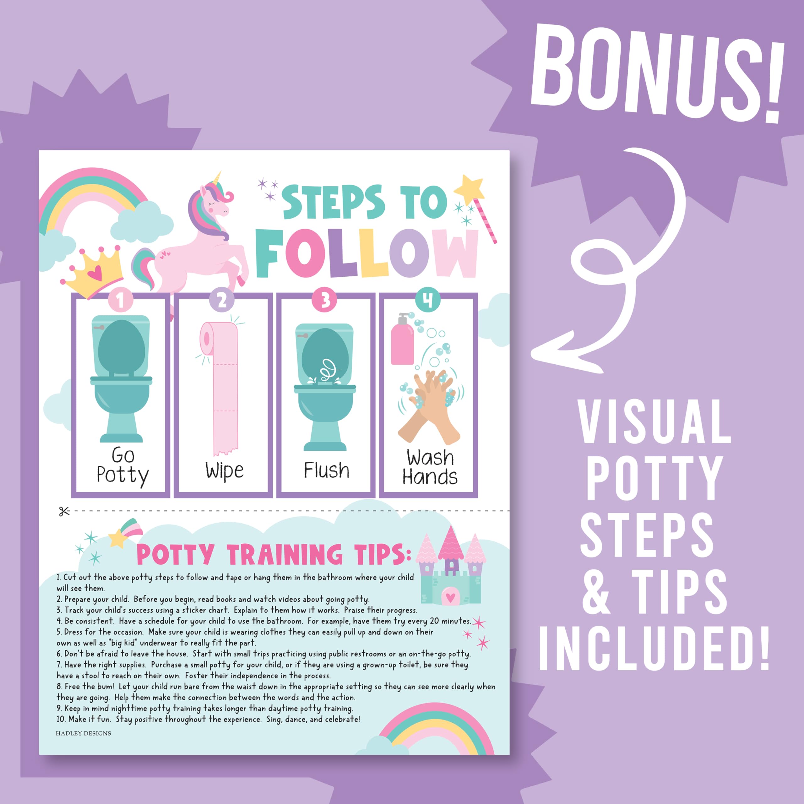 Hadley Designs USA-made potty chart crafted for toddlers.