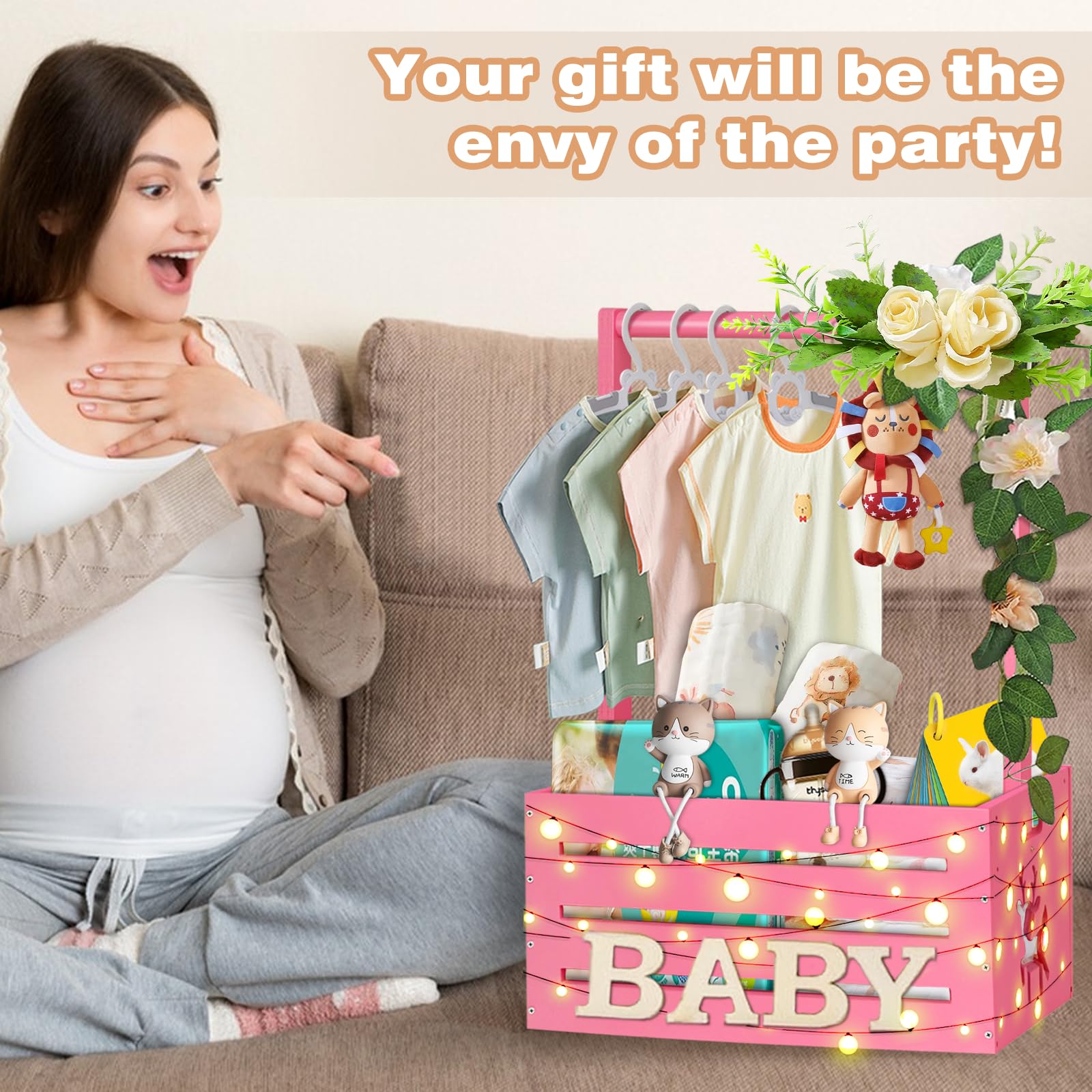 HAFTKD pink crate closet presents as a thoughtful baby shower or housewarming gift