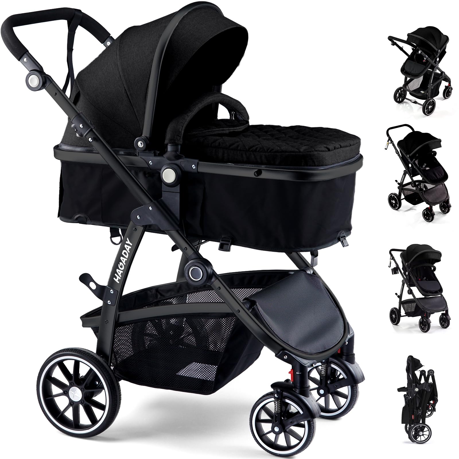 Hagaday baby stroller 2-in-1 mode for newborn to toddler use.