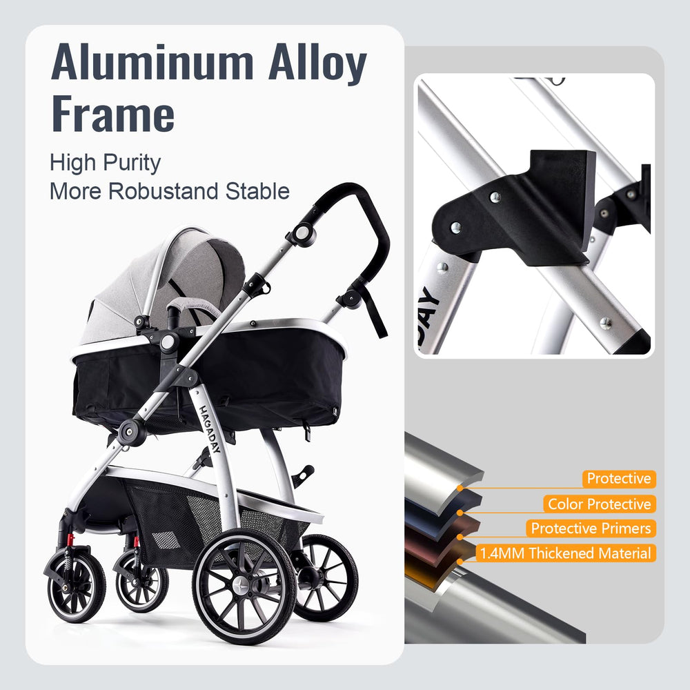 Hagaday baby stroller-5-point-harness ensures secure seating during every outing.