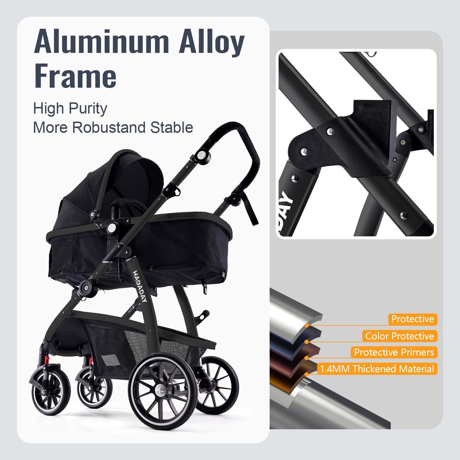Hagaday adjustable handle with four heights.
