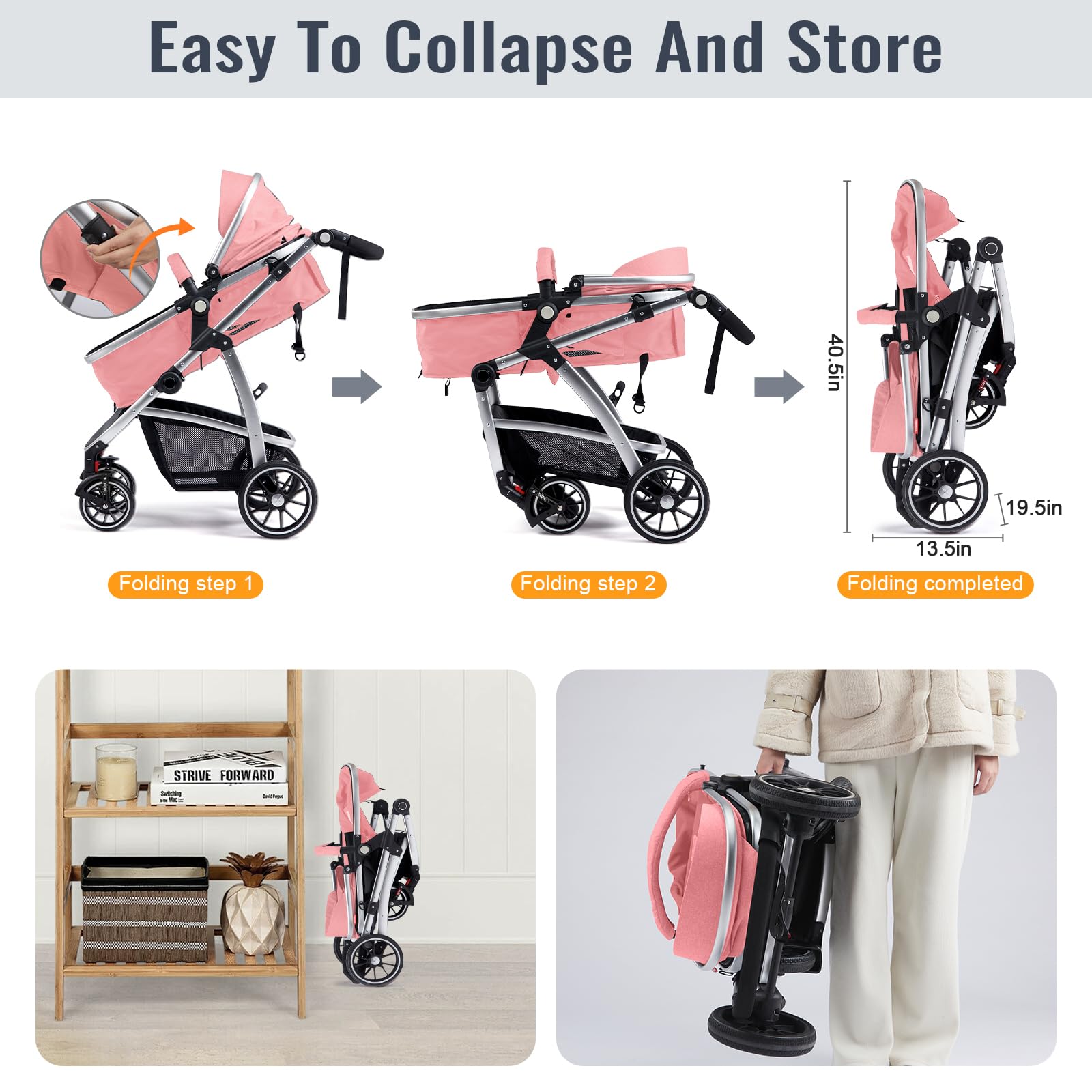 Hagaday Baby Stroller all-terrain wheels absorb shocks for a smoother ride.