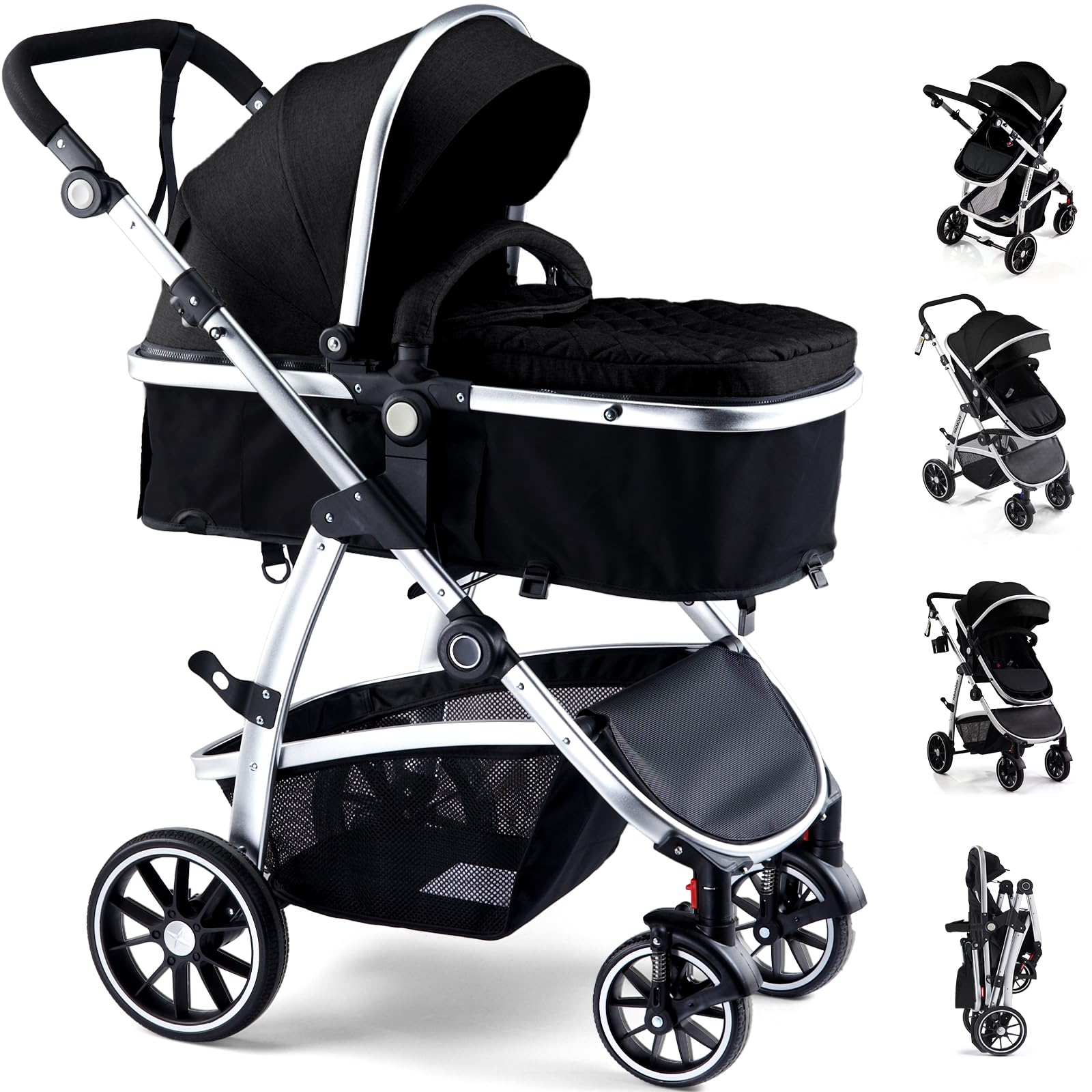 Hagaday baby-stroller bassinet mode for cozy newborn comfort during strolls.