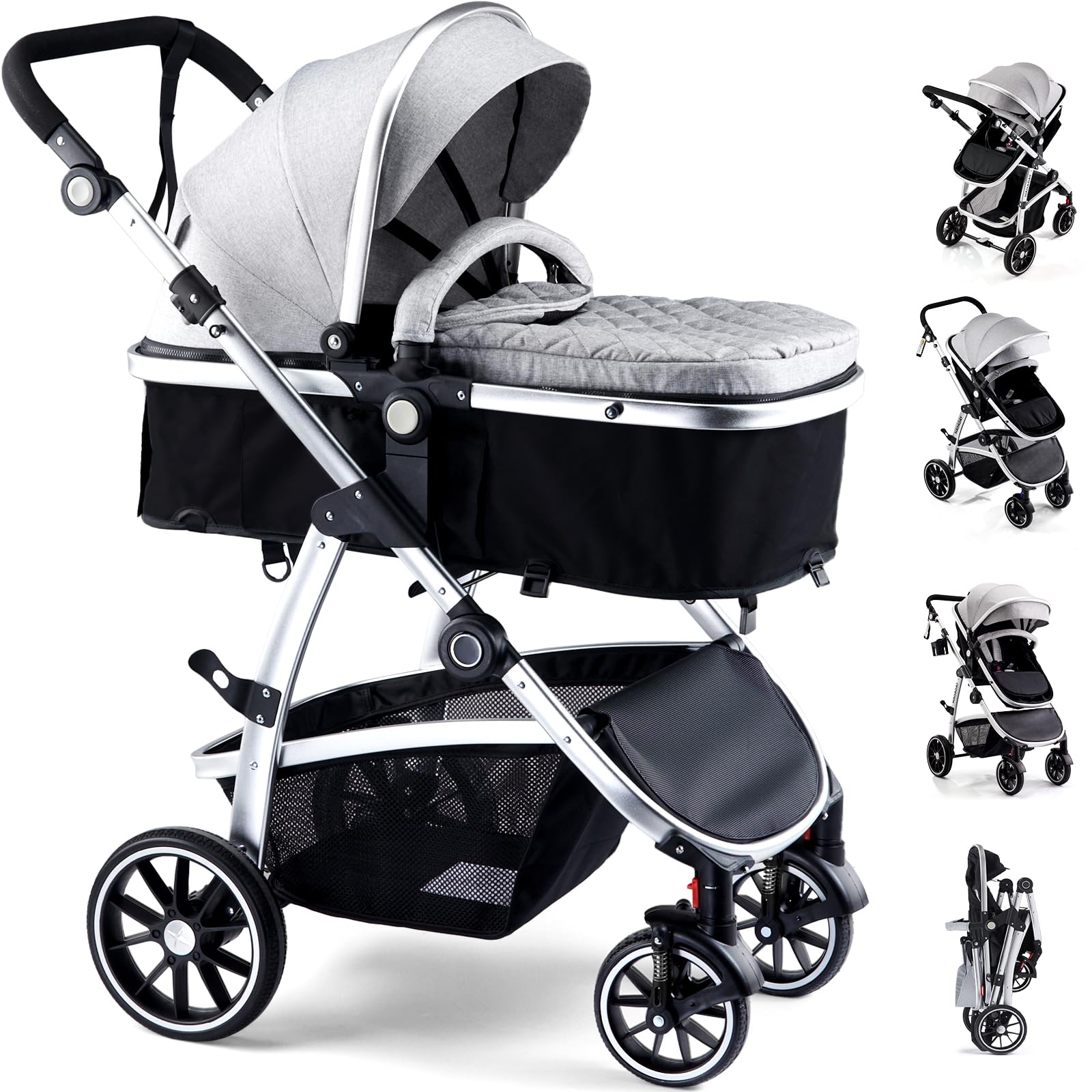 Hagaday baby stroller frame-aluminum shows a sturdy, lightweight base for all-terrain outings.