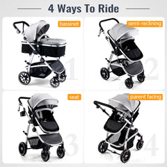 Hagaday stroller pu-wheels highlights a smooth ride with suspension on uneven sidewalks.