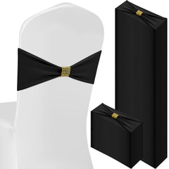 Hahafelt 100pcs black chair sashes with buckle for elegant wedding decor.