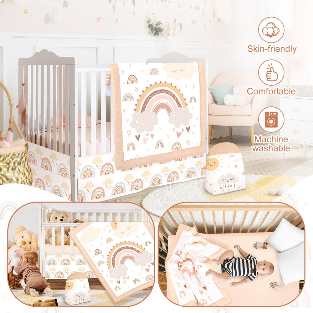 Hahafelt 4-piece crib bedding set—quick, coordinated nursery styling.