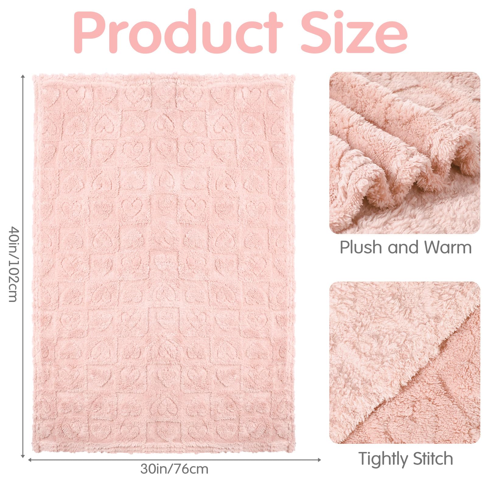 Hahafelt cream heart-checkered baby blanket 30x40 soft touch for delicate baby skin