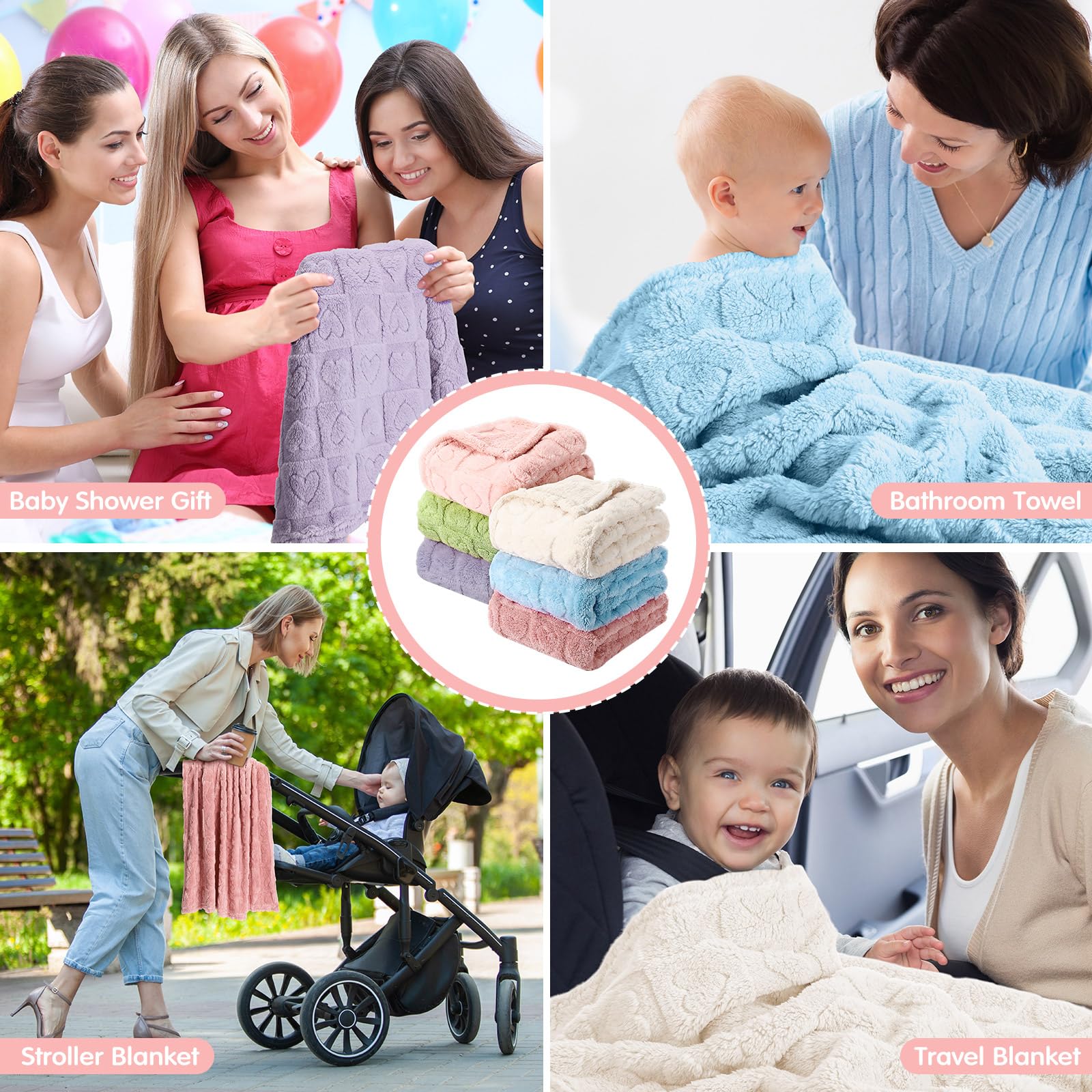 Hahafelt purple heart-checkered baby blanket 30x40 stylish soft throw for cuddles
