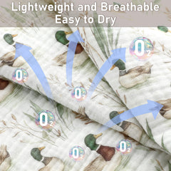Hahafelt curved-design burp cloths draped on shoulder, 22x10 inches