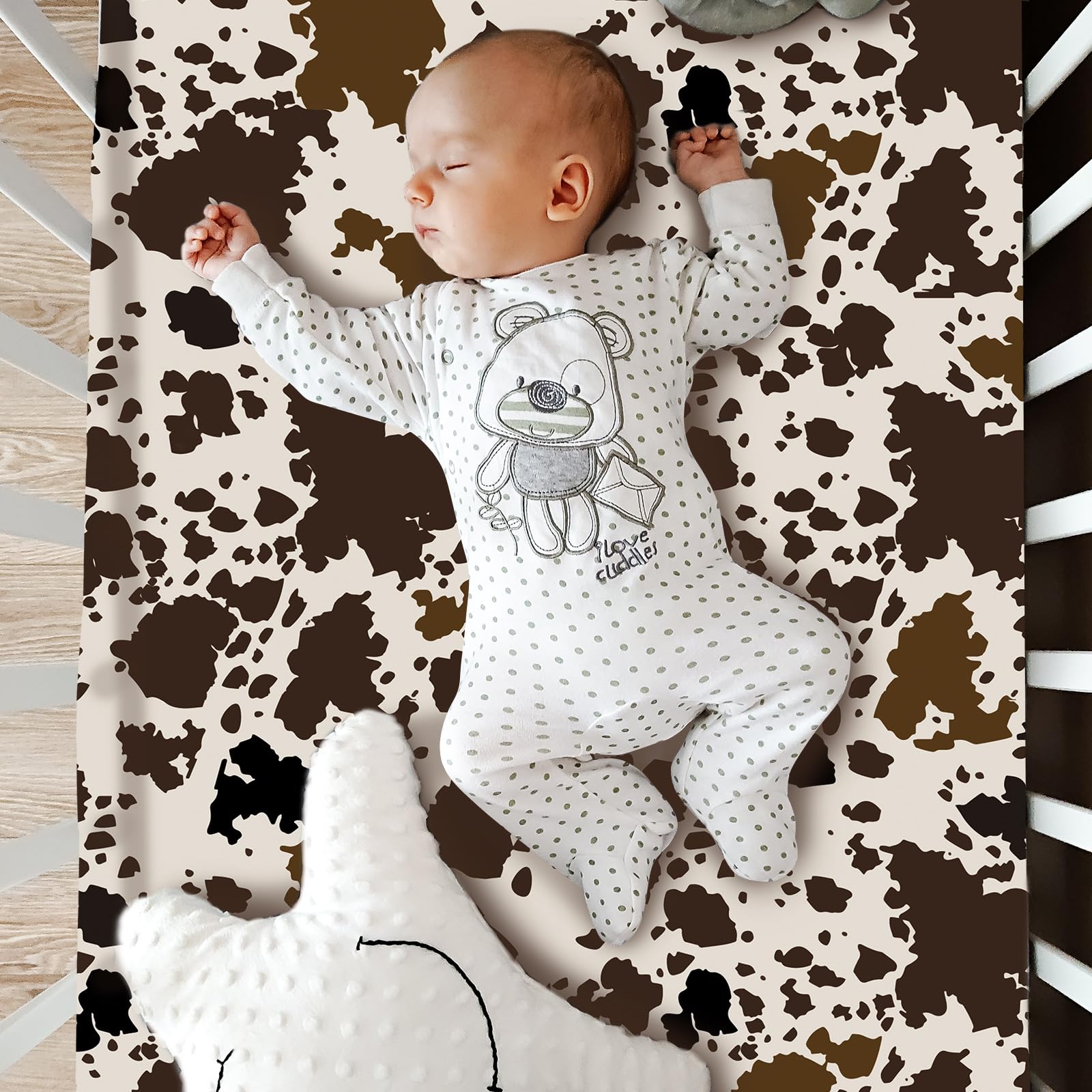 Hahafelt barnyard nursery decor setup featuring cow cactus motif