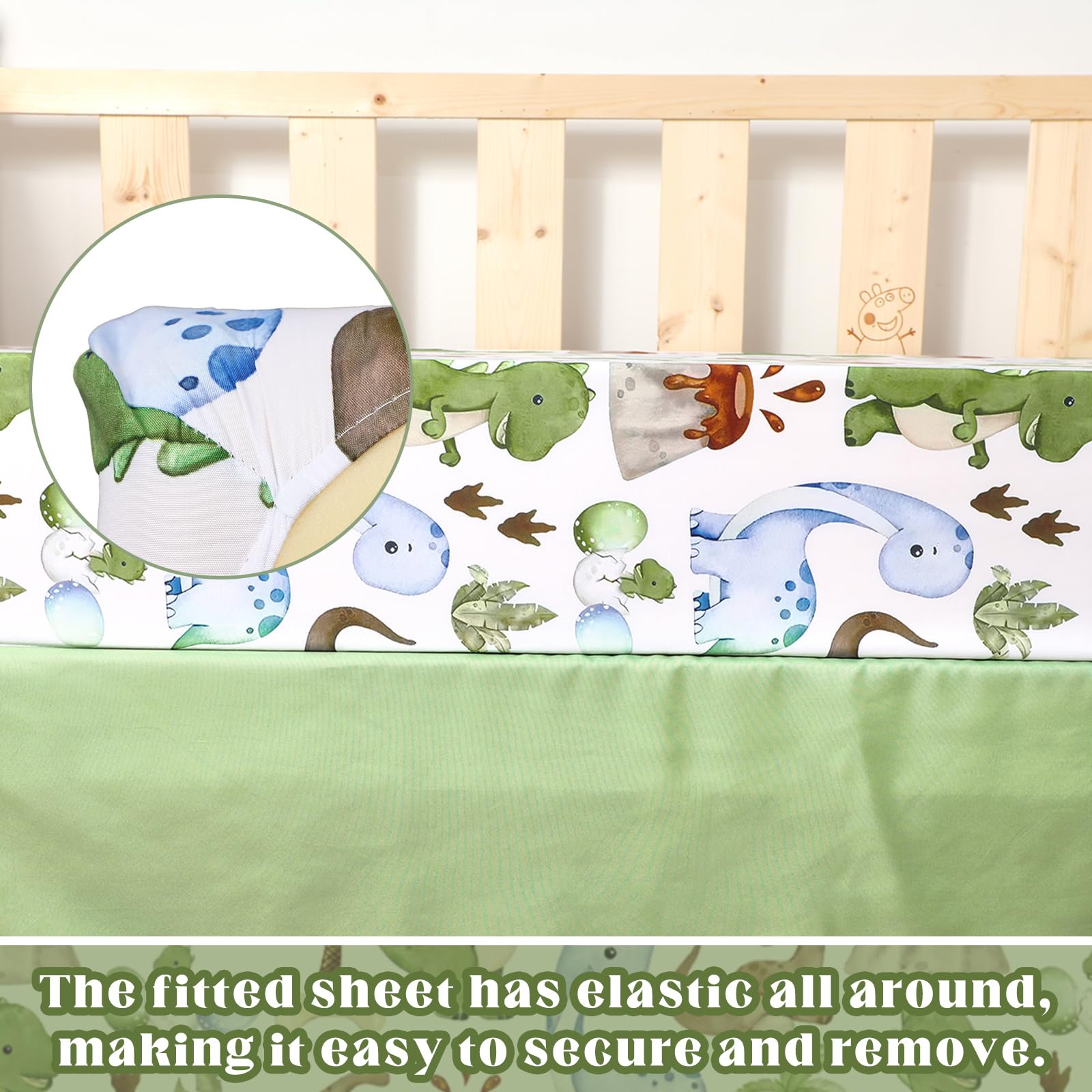 Hahafelt crib bedding set packaging image showing ready-to-install set