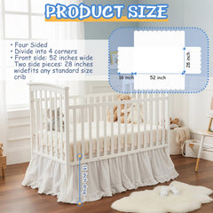 Hahafelt crib skirt 52x28 fit provides precise coverage on standard cribs