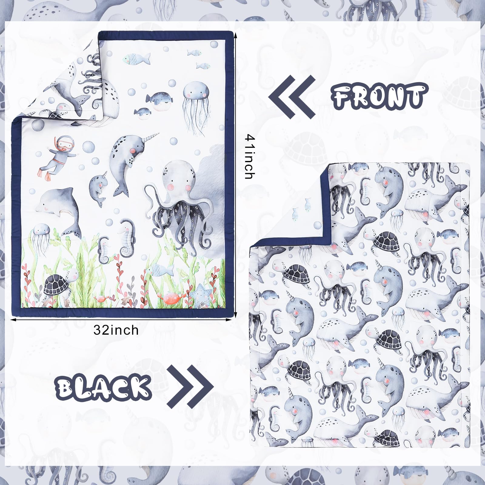 Hahafelt dolphin and whale print adds playful ocean vibe
