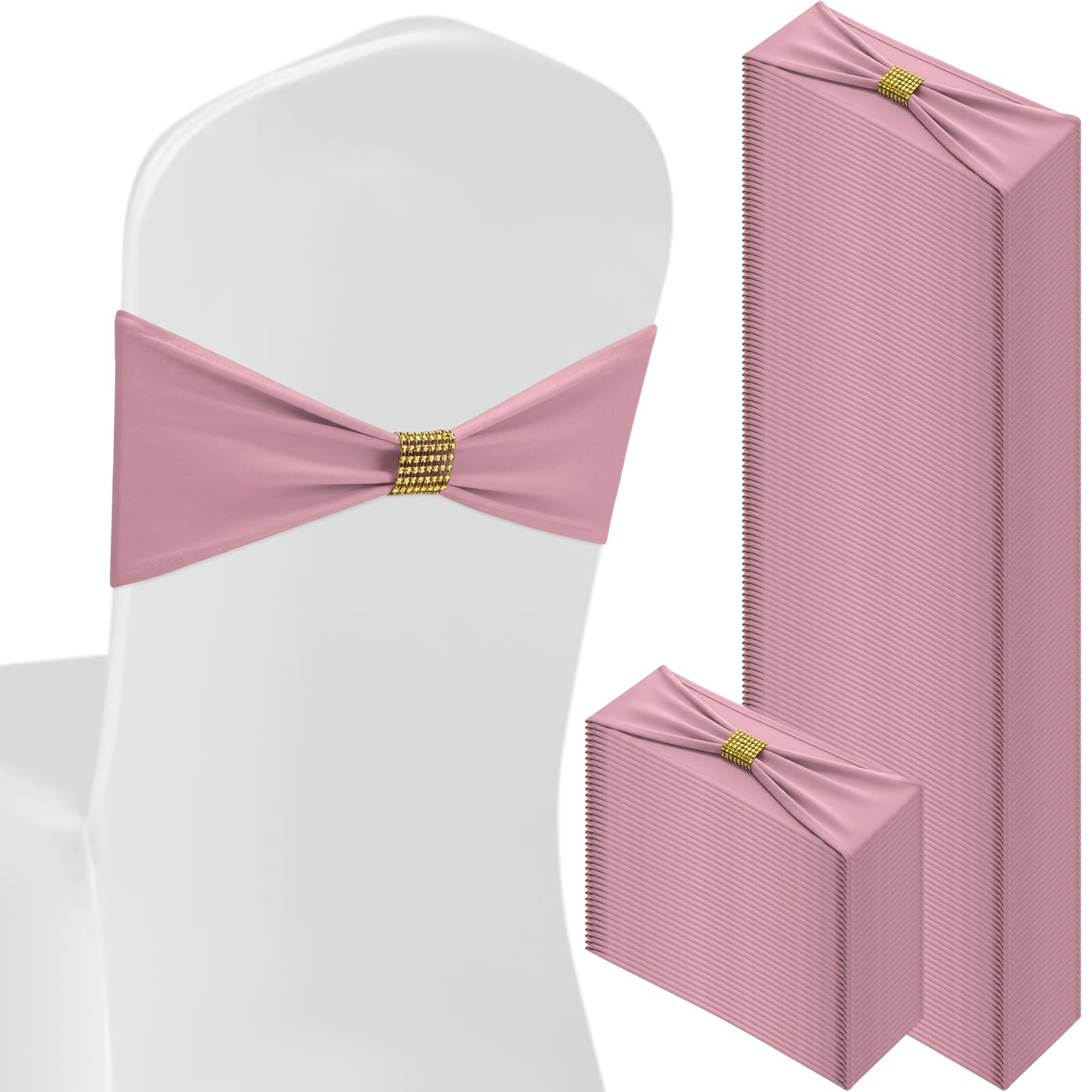 Hahafelt dusty pink spandex chair sashes creating cohesive event color accents