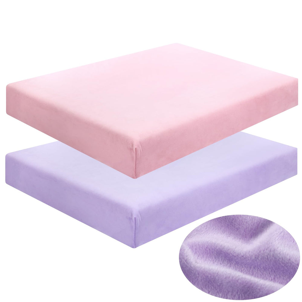 Hahafelt flannel fitted crib sheet light pink plush surface for newborn comfort