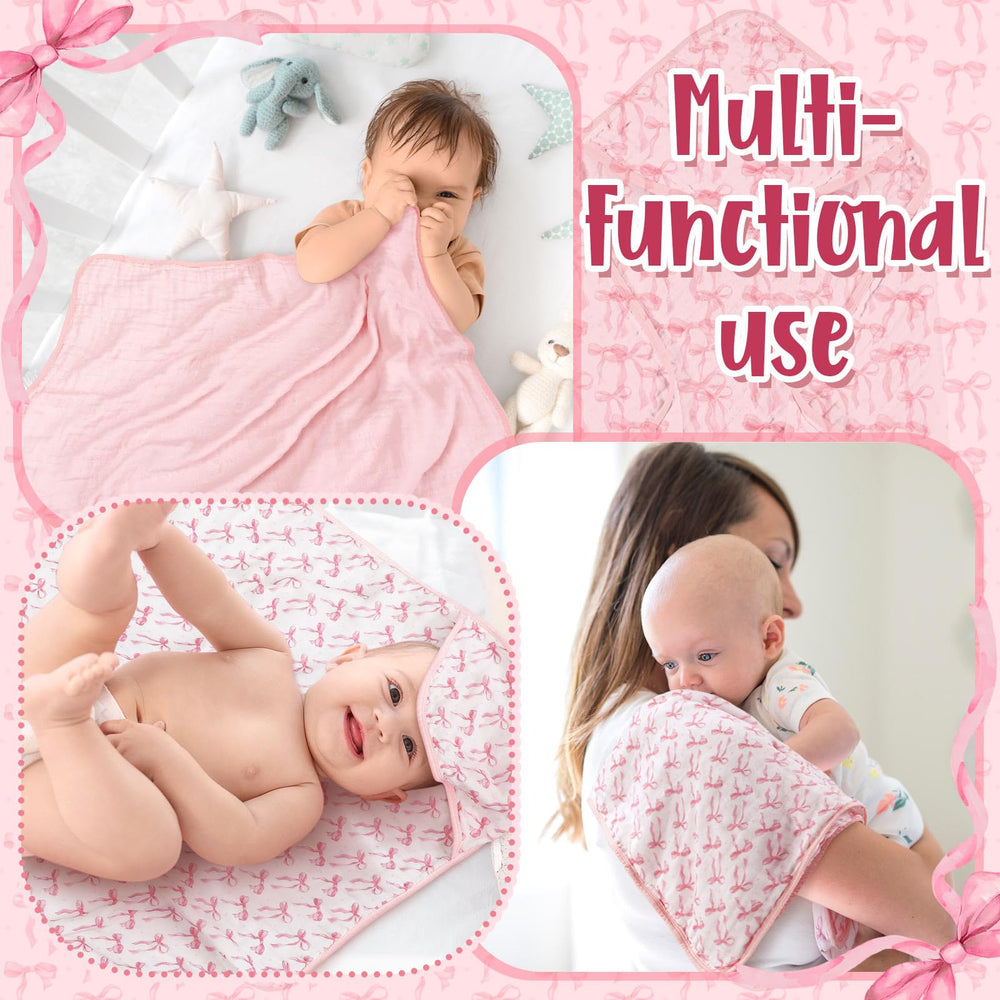 Hahafelt pink bow towels gift-ready for baby showers