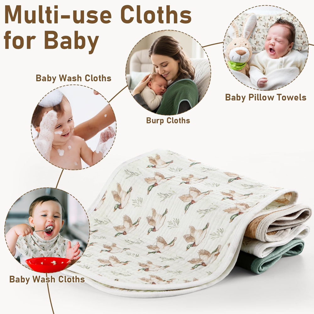 Hahafelt green-brown burp cloths absorbent for post-feed cleanup