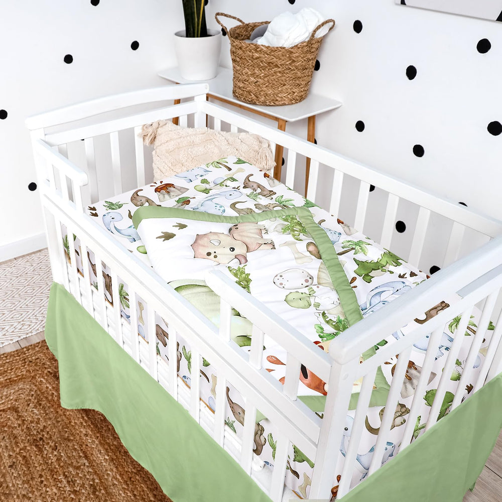Hahafelt green-neutral crib fabric shows easy-care polyester blend