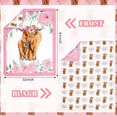 Hahafelt Highland Cow crib skirt pink floral—neat drop covering standard crib