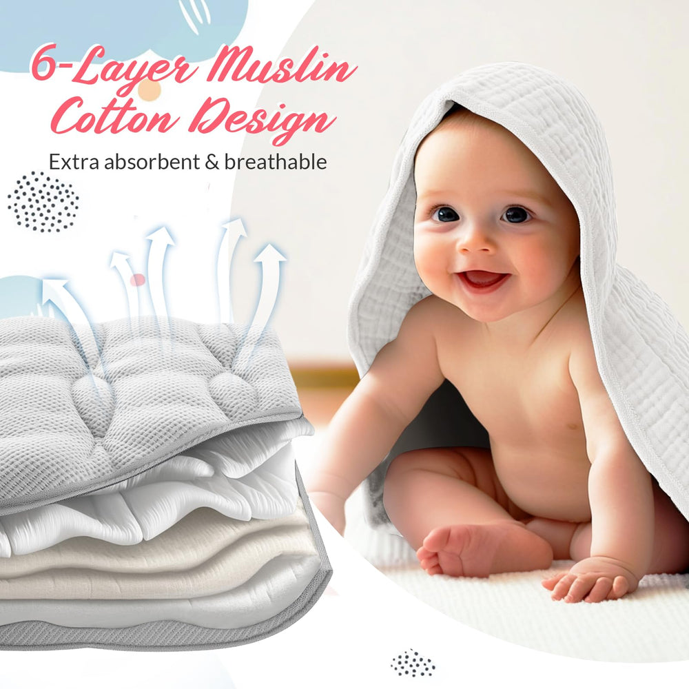 Hahafelt hooded towel with baby ready for bath and warmth