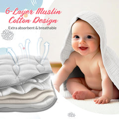 Hahafelt hooded towel with baby ready for bath and warmth