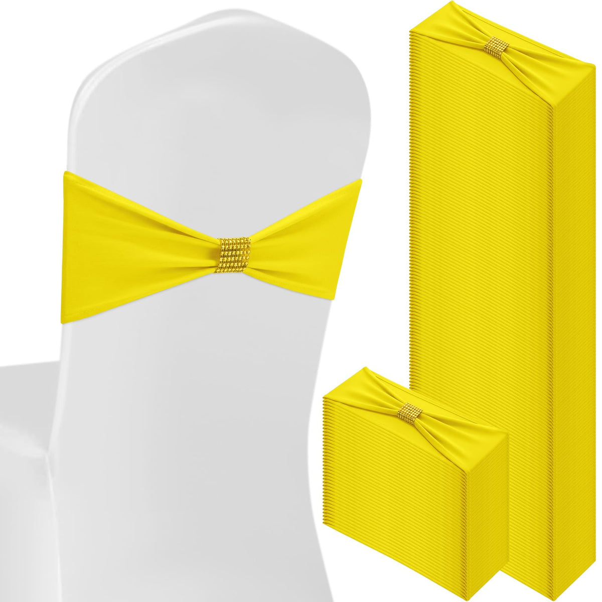 Hahafelt Lemon Yellow spandex chair sashes bows add vibrant color for elegant wedding decor