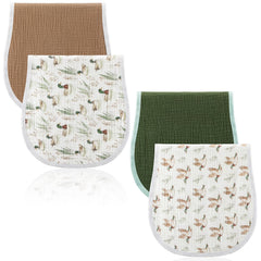 Hahafelt Mallard Duck Burp Cloths flatlay showing 4-piece set for daily baby care