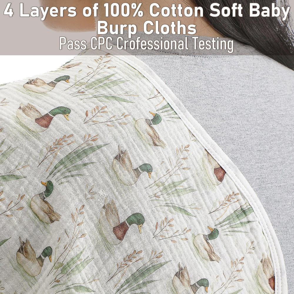 Hahafelt Mallard Duck design burp cloths used as multiuse towels or bibs