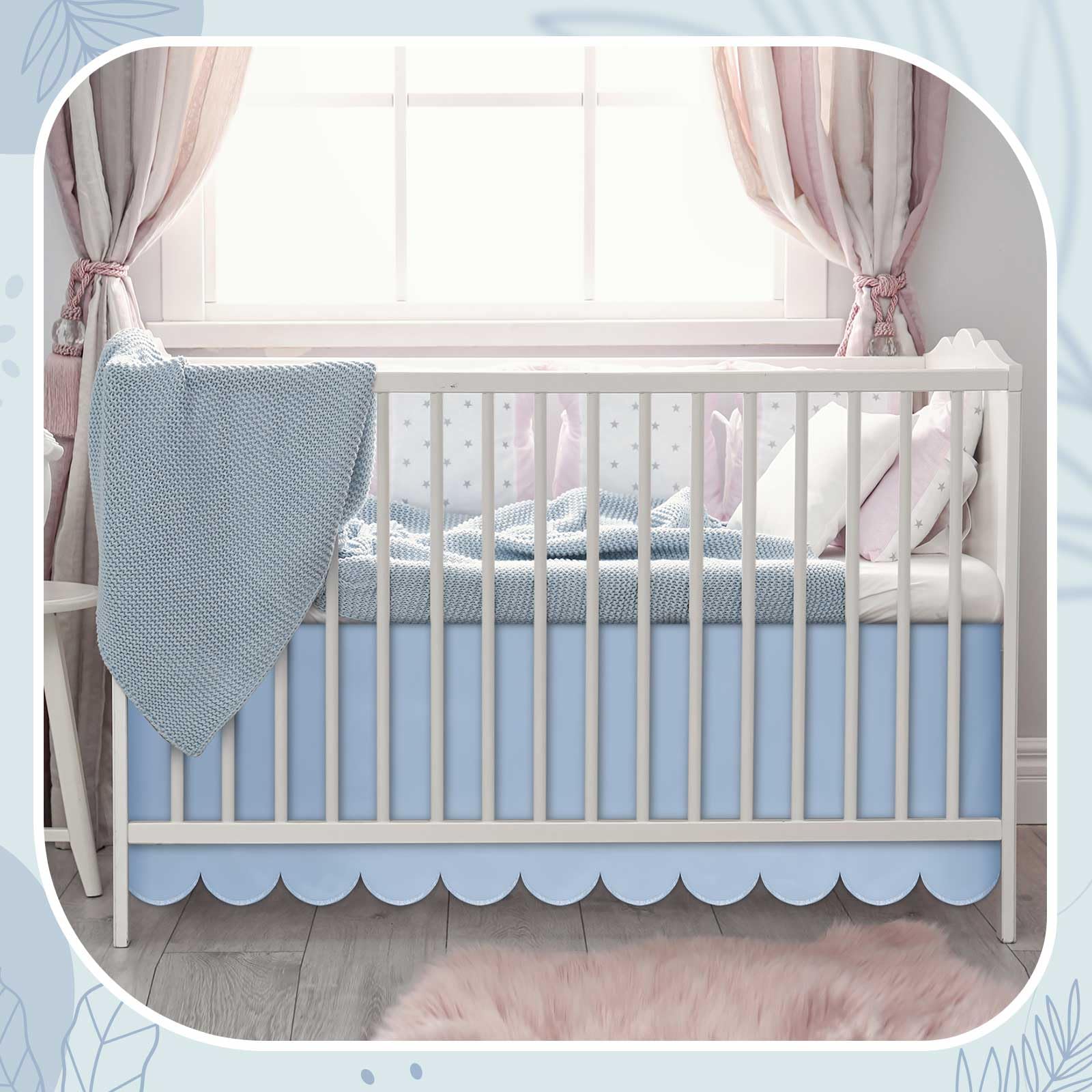 Hahafelt blue nursery skirt complements traditional and modern decor