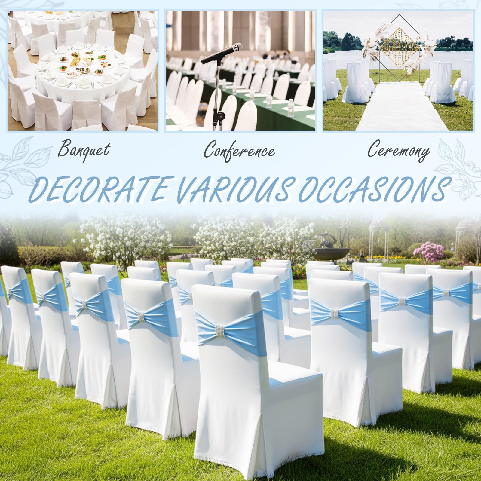 Hahafelt party-event chair sash set coordinates color and style.