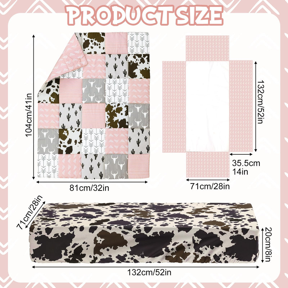 Hahafelt patchwork Western crib fitted sheet shows secure elastic fit for safe sleep.