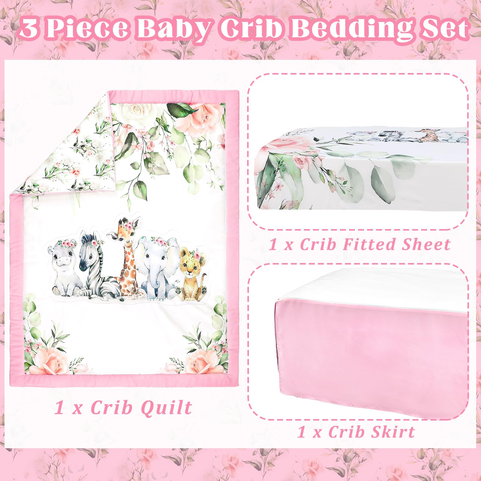 Hahafelt pink fitted crib sheet designed for snug fit and breathable comfort.