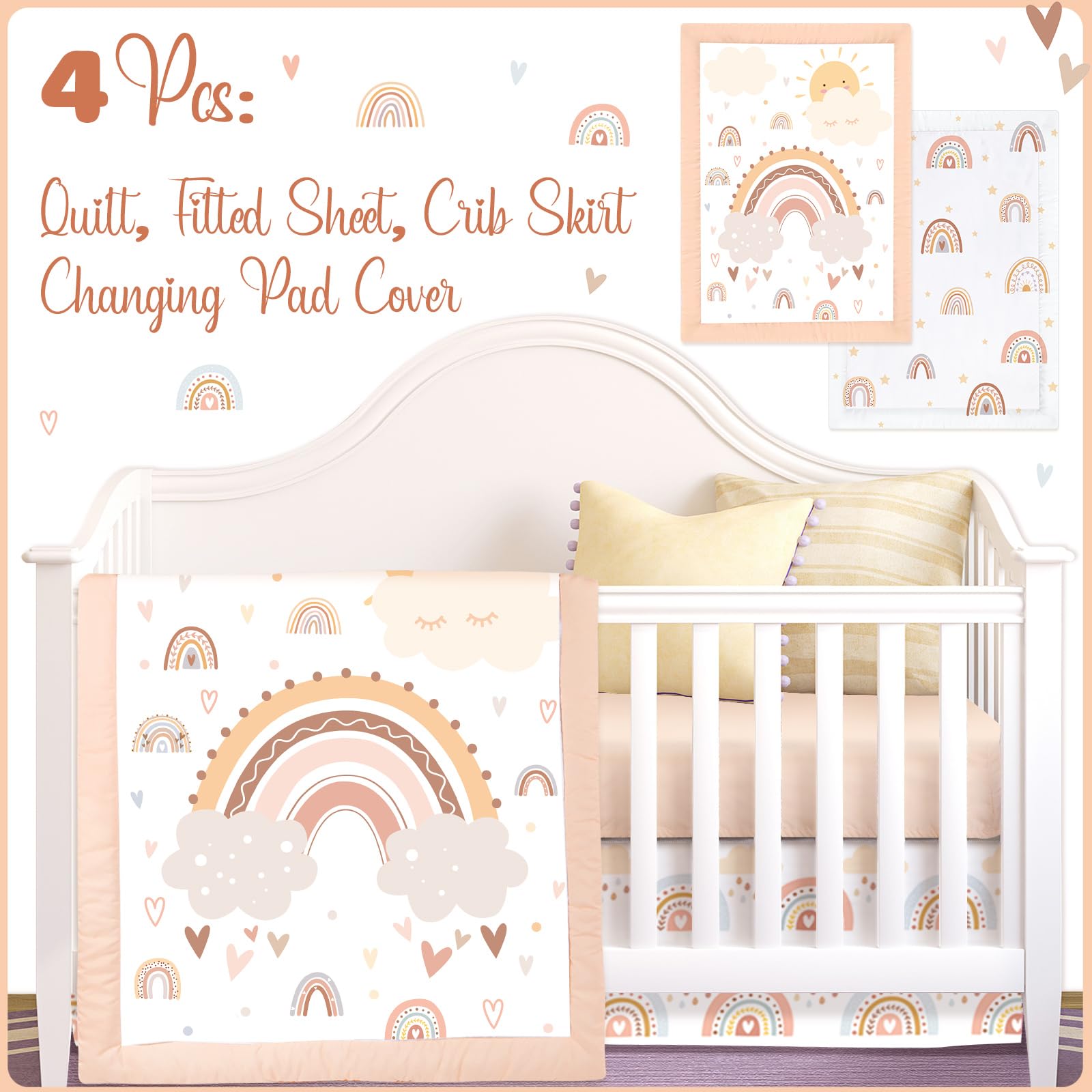 Hahafelt polyester crib bedding—machine washable and easy to refresh the nursery.