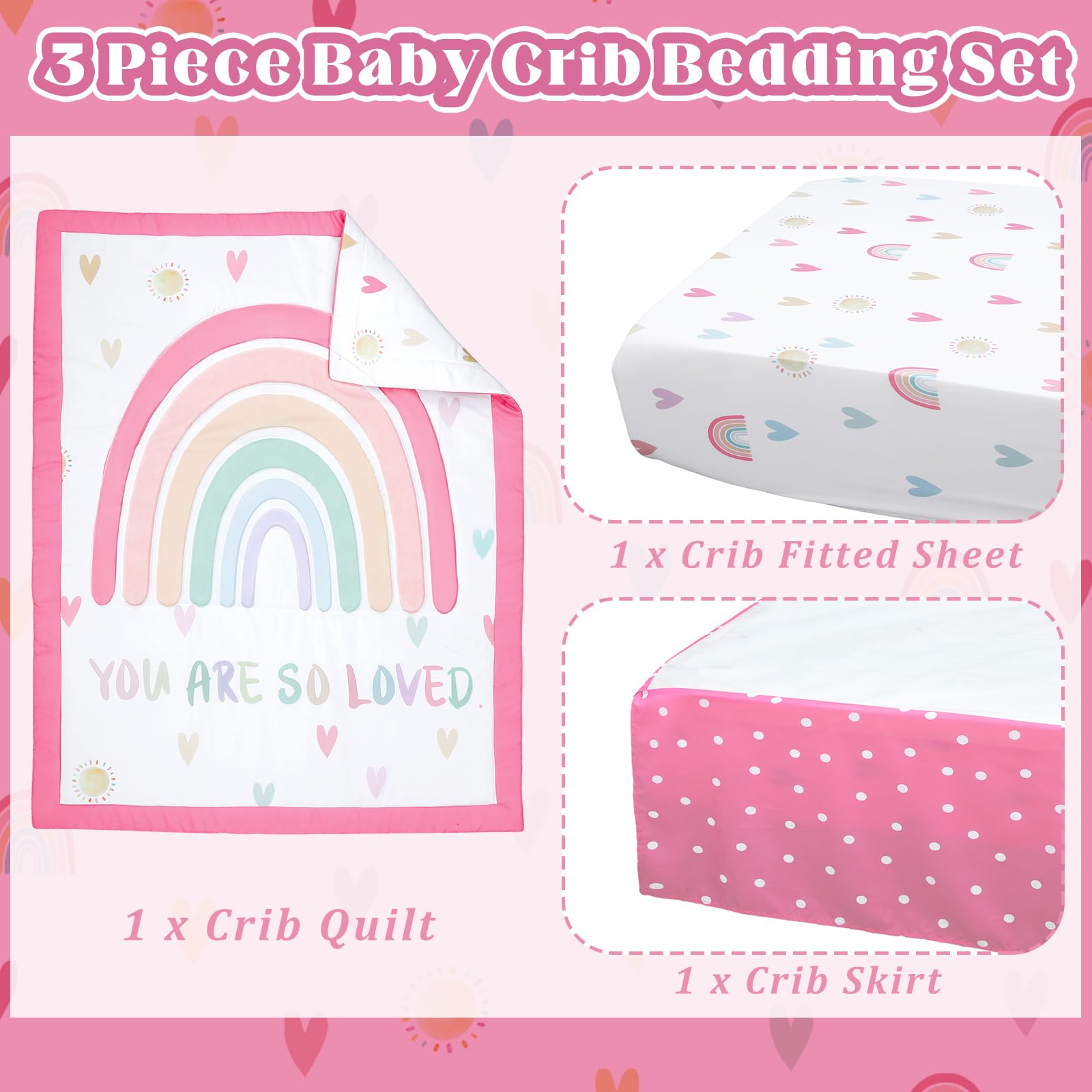 Hahafelt rainbow boho crib sheet fits standard cribs with elastic edges for secure sleep.