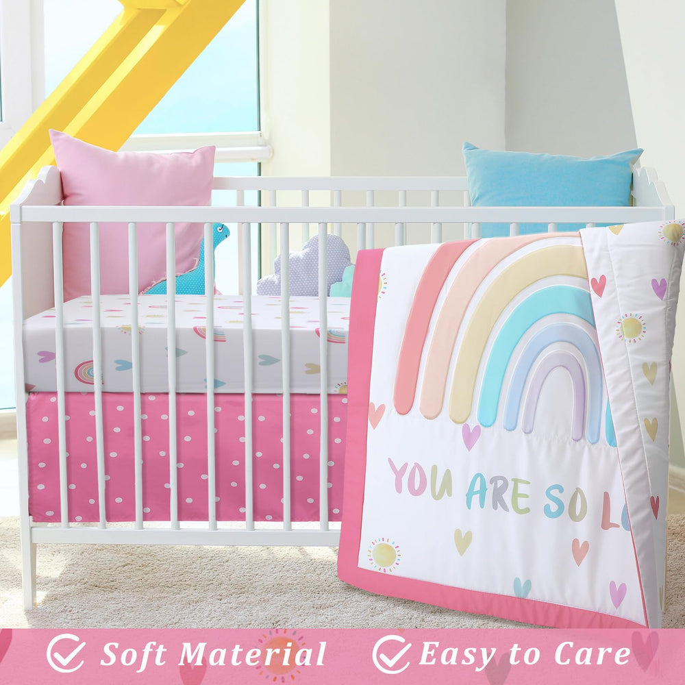 Hahafelt heart pattern detail highlights gentle whimsy for a dreamy baby room.