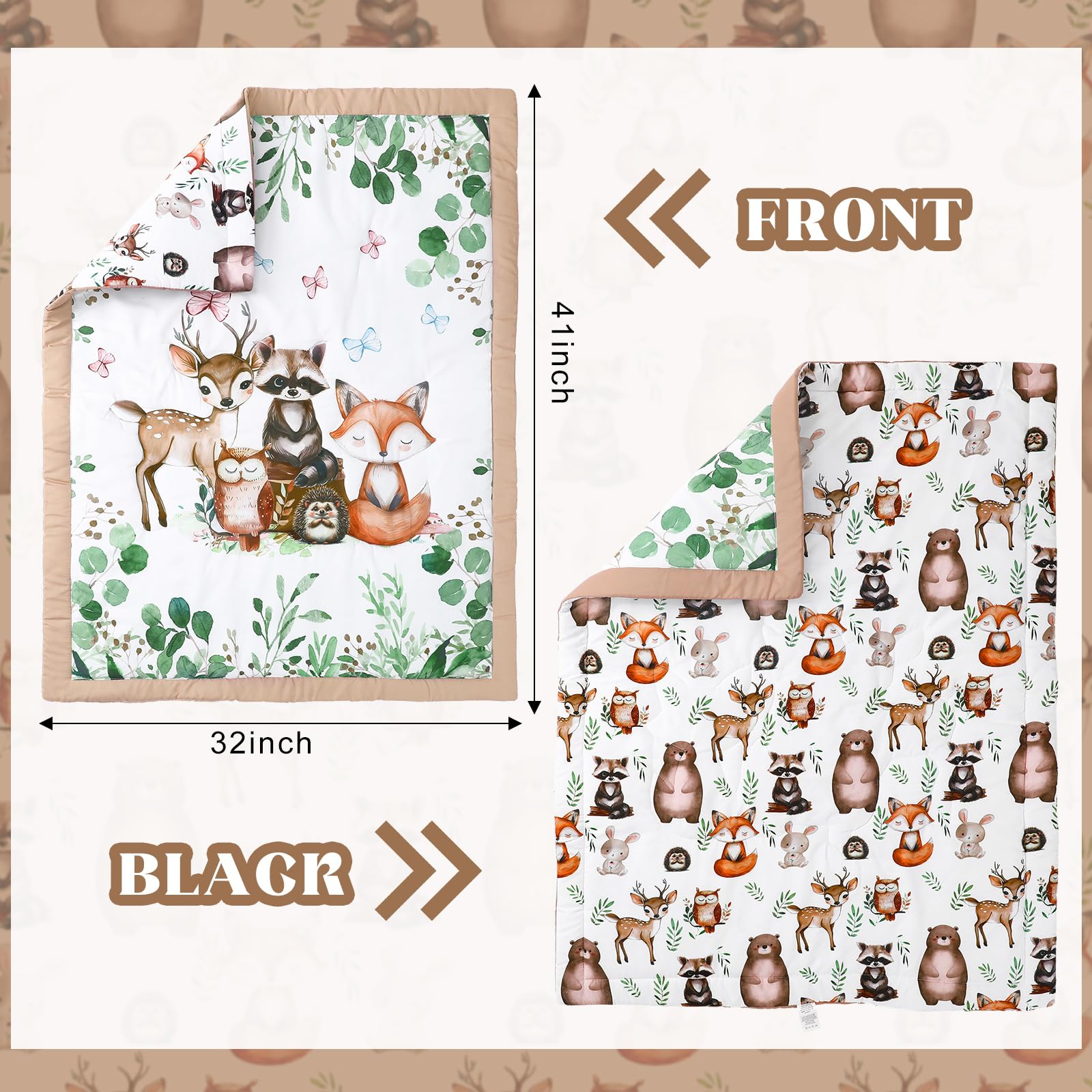 Hahafelt safari animals crib quilt full view presents neutral woodland nursery charm
