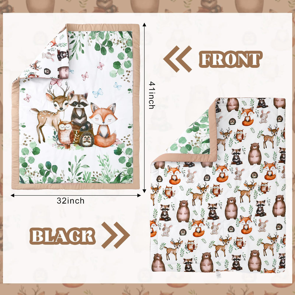 Hahafelt safari animals crib quilt full view presents neutral woodland nursery charm