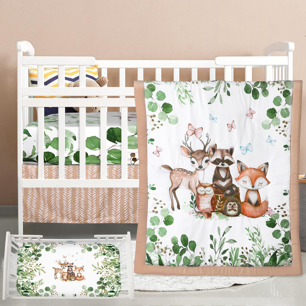 Hahafelt safari animals crib quilt close-up shows soft breathable fabric for baby comfort
